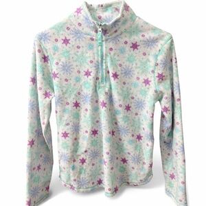 Green Soda Girls XL Snowflake Quarter Zip Fleece Pullover Pastel Winter 14–16